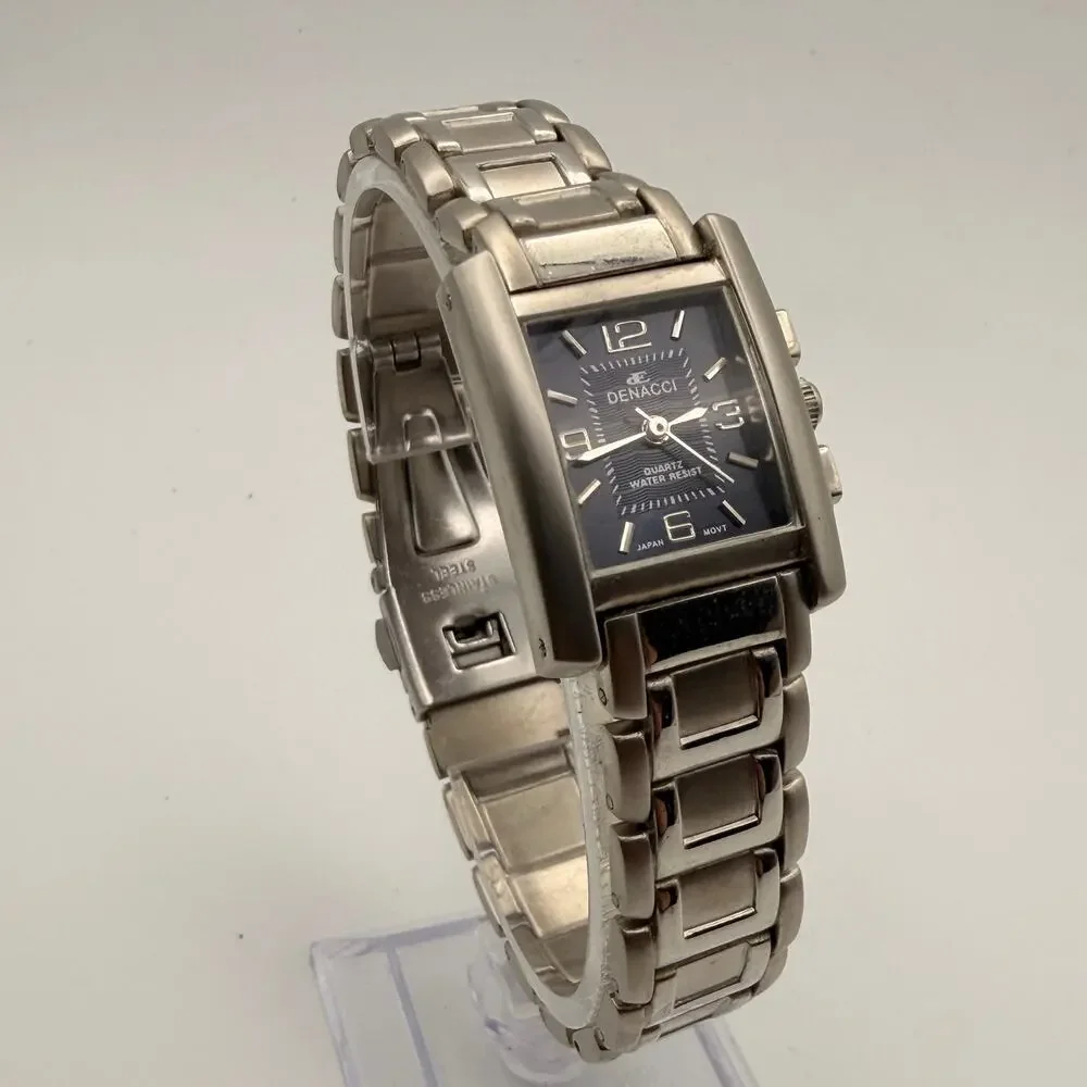 Vintage Denacci Men's Stainless Steel Tank Watch Working New Battery